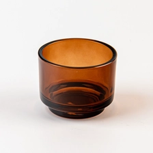 China Transparent amber color glass candle jar with step wholesale manufacturer