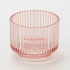 China Pink Stripes color glass candle jar with step Valentine's Day manufacturer