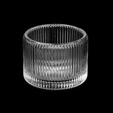 China Empty Fine Lines Candle Container Clear Glass Candle Jar Wholesale manufacturer
