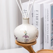 China 330ml Ceramic Bottle Aroma Reed Diffuser Custom Violet Leaf Ceramic Diffuser Bottle manufacturer