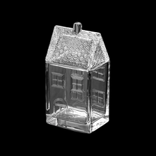 China Latest Design Unique House Shape Glass Candle Jar With Lids For Home Decoration manufacturer