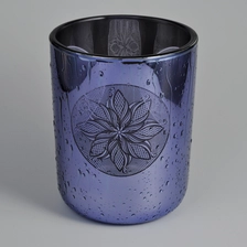 China Raindrop Laser Pattern Glass Candle Jar With Round Bottom manufacturer