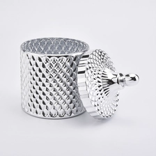 China Luxury Siver Glass Candle Jar With Glass Lids manufacturer