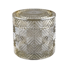 China Ion Plating Geo Cut Candle Glass jar With Lids wholesale manufacturer