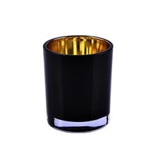 China Gold plating Black Glass Candle Jar Wholesale manufacturer