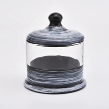 China Luxury custom glaze Glass Candle container with lid in bulk manufacturer