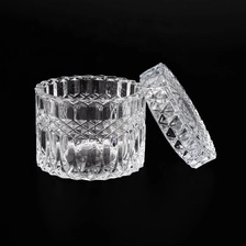 China 250ml Crystal Diamond Geo Cut Glass Candle Jars With Lids manufacturer