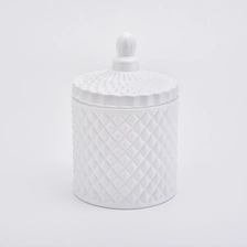 China Best Selling White Glass Candle Jar With Glass Lids manufacturer