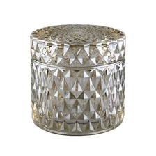 China Diamond Cut Candle Glass Container With Lids for wholesale manufacturer