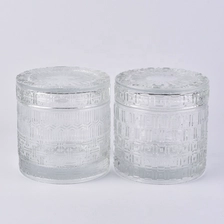 China Cylinder luxury crystal glass candle jar with cover manufacturer