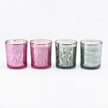 China Laser Engraving Pink Glass Votive Candle Holders manufacturer
