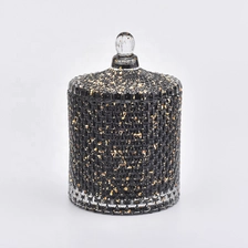 China Luxury black Glass Candle tin container with cover wedding decoration manufacturer