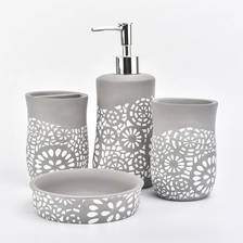 China home goods hollow printing bath room accessories concrete bathroom accessories set manufacturer