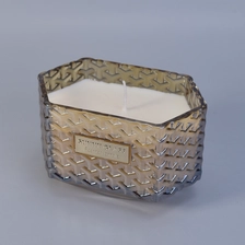 China 10oz 12oz Sunny woven decorative glass candle holder with wooden lids manufacturer