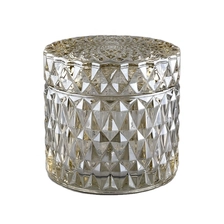 China Diamond Cut Candle Container With Glass Lid wholesale manufacturer