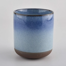 China Customized Blue Ceramic Candle Container With Transmutation Glazed manufacturer