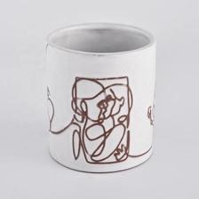China Silk-screen Printing Ceramic Candle Vessel White manufacturer