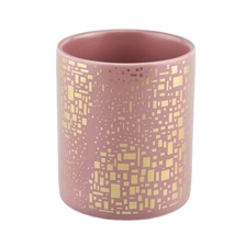 China Bulk luxury print pink ceramic jar candle vessel manufacturer