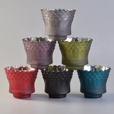 China Bulk Luxury feather glass jar candle holder wedding decor manufacturer