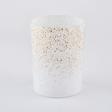 China Luxury Gold Decoration White Glass Candle Jars manufacturer