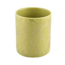China Home decoration cylinder print golden empty ceramic candle jars manufacturer