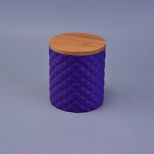 China Hot sale custom color ceramic candle jar with bamboo lids manufacturer