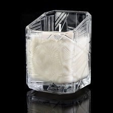 China Suppliers clear crystal Trapezoid glass empty candle jars in bulk manufacturer