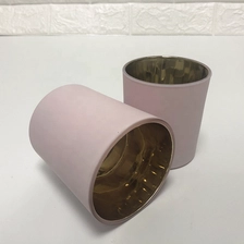 China 8oz 10oz Matte Pink Glass Candle Holders With Gold Plating Inside manufacturer