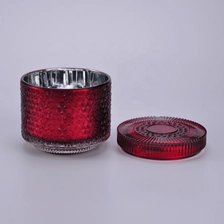 China Sunny snow design empty candle glass container with lid 10oz 12oz 14oz manufacturer