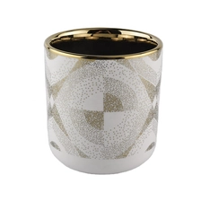 China Round Bottom Gold Plating Ceramic Candle Jar White wholesale manufacturer