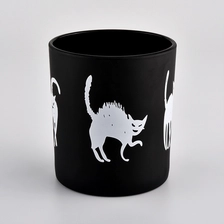China Matte Black Glass Candle Holder With Custom Logo manufacturer