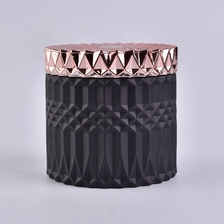 China wedding Black Glass Candle Jar With Lids manufacturer
