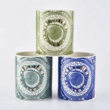China Wholesales empty decorative cylinder blue ceramic candle holders 10 oz 12 oz manufacturer