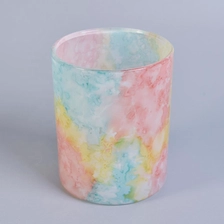 China Wholesales custom empty marble rainbow ceramic candle holder manufacturer