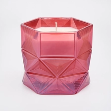 China Wholesales christmas Custom Hexagon candle glass holder 10oz 20oz manufacturer