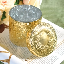 China Sunny hot sales gold custom glass candle holder with glass lid manufacturer