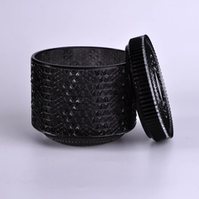 China Sunny decorative empty black candle glass jar vessel with cover 10oz 14oz 20oz manufacturer