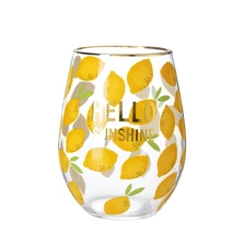 Cina Tumbler in vetro di vino senza stelo oro con decalcomanie del modello di limone produttore