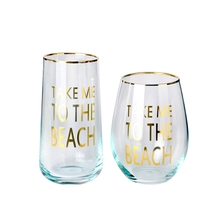 Chine Bleu bleu vert or et or d'estampage en or Eau de décalage highball verre tasse de verre à cocktail fabricant