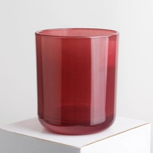 Cina Barattolo per candele in vetro rosso traslucido da 8 once 315 ml con fondo arrotondato con etichetta adesiva e coperchio in legno produttore