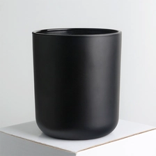Cina Portacandele in vetro nero opaco opaco da 8 once 315 ml con fondo arrotondato con etichetta adesiva e coperchio in legno produttore