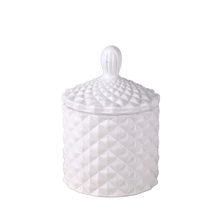 Cina Barattolo per candele in vetro di piccole dimensioni, colorato, bianco opaco, lucido, da 3 once e 115 ml, con coperchio produttore