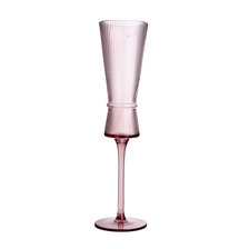 중국 무연 크리스탈 200ml 7온스 골지 컬러 핑크 빈티지 받침 샴페인 글래스 플루트 제조업체