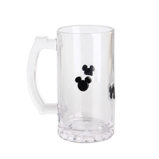 China Wholesale Decorative Festive 16oz Pine tree Mickey Inlay decoration Glass beer mug with Handle manufacturer