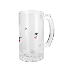 China Durable Clear for holiday gifting 1 Pint Snowman inlay design Glass beer tankard with Handle manufacturer