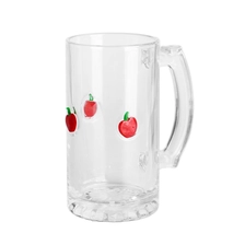 China Handmade Embossed Festive 500ml 3D Apple inlay Glass beer stein with Customized Logo manufacturer