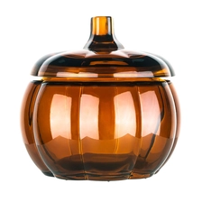 China 12oz Glass Bourbon Pumpkin Candle Holder Amber manufacturer