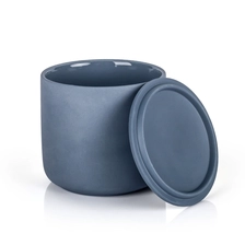 China Modern Denim Ceramic Candle Jar With Lid Nordic Style manufacturer