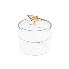 China 11oz Borosilicate Jar with Lid Gold Butterfly manufacturer