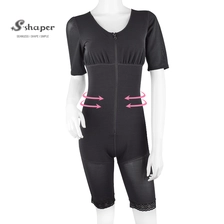 China S-SHAPER Fajas Colombian Post Surgery Shapewear Compression Bodysuit With Sleeves Support Fat Transfer Surgical Shapewear manufacturer